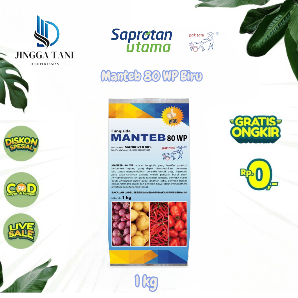 Manteb 80 WP Biru (1kg) - Mankozeb 80%- Pak Tani
