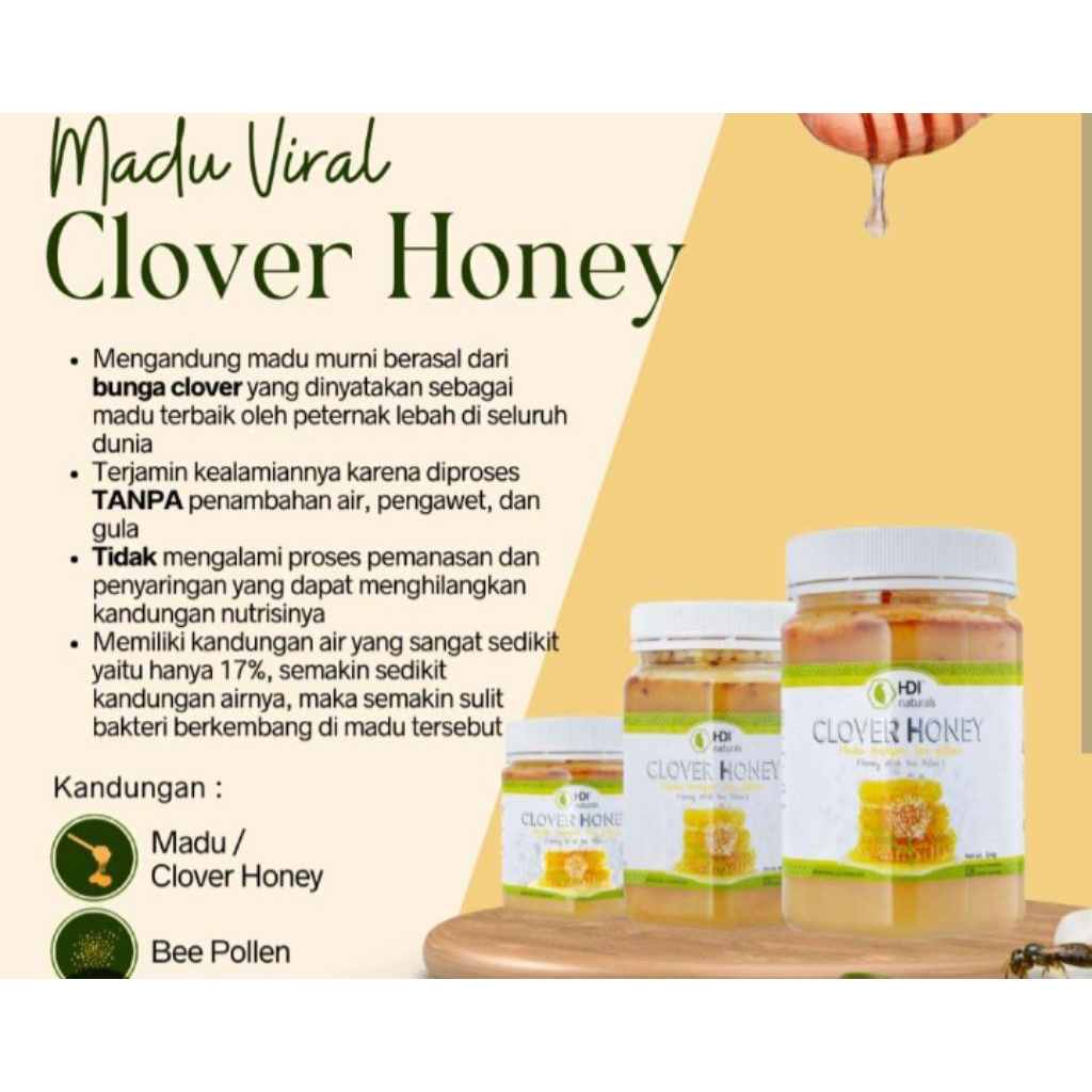 

madu clover honey 1kg,500gr,250gr exp 2028 free sendok kayu