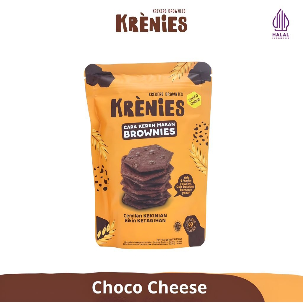 

Cemilan Krekers Brownies Kering KRENIES | Choco Cheese 60gr