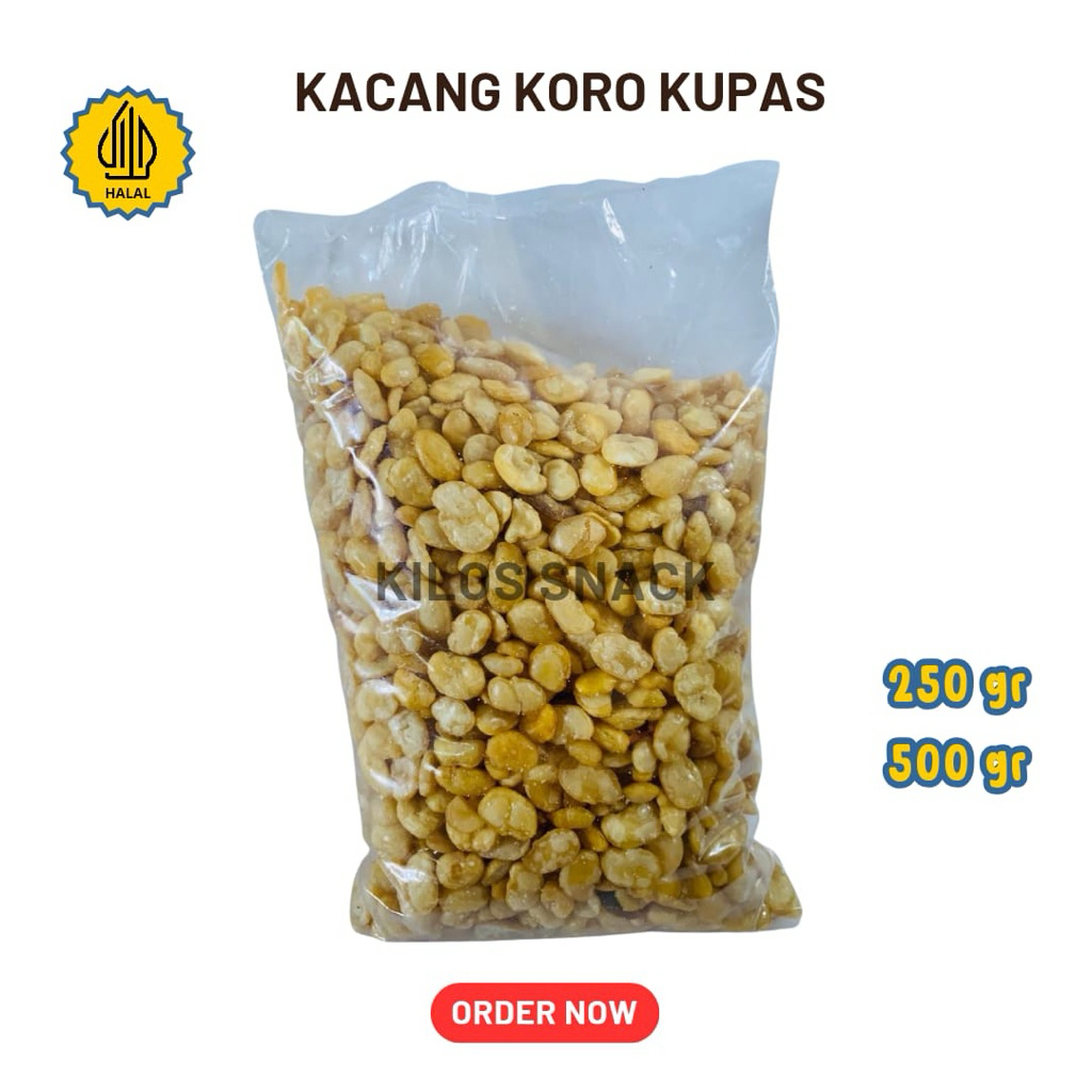 

koro kupas asin gurih renyah 100% berkualitas dengan kemasan kiloan