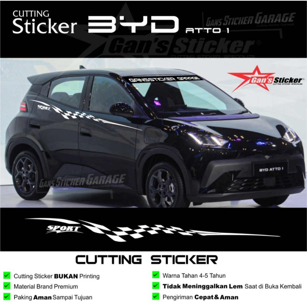 BYD Atto 1 Cutting Sticker Ultra Presisi Aksesoris Eksterior Mobil Listrik BYD Atto 1