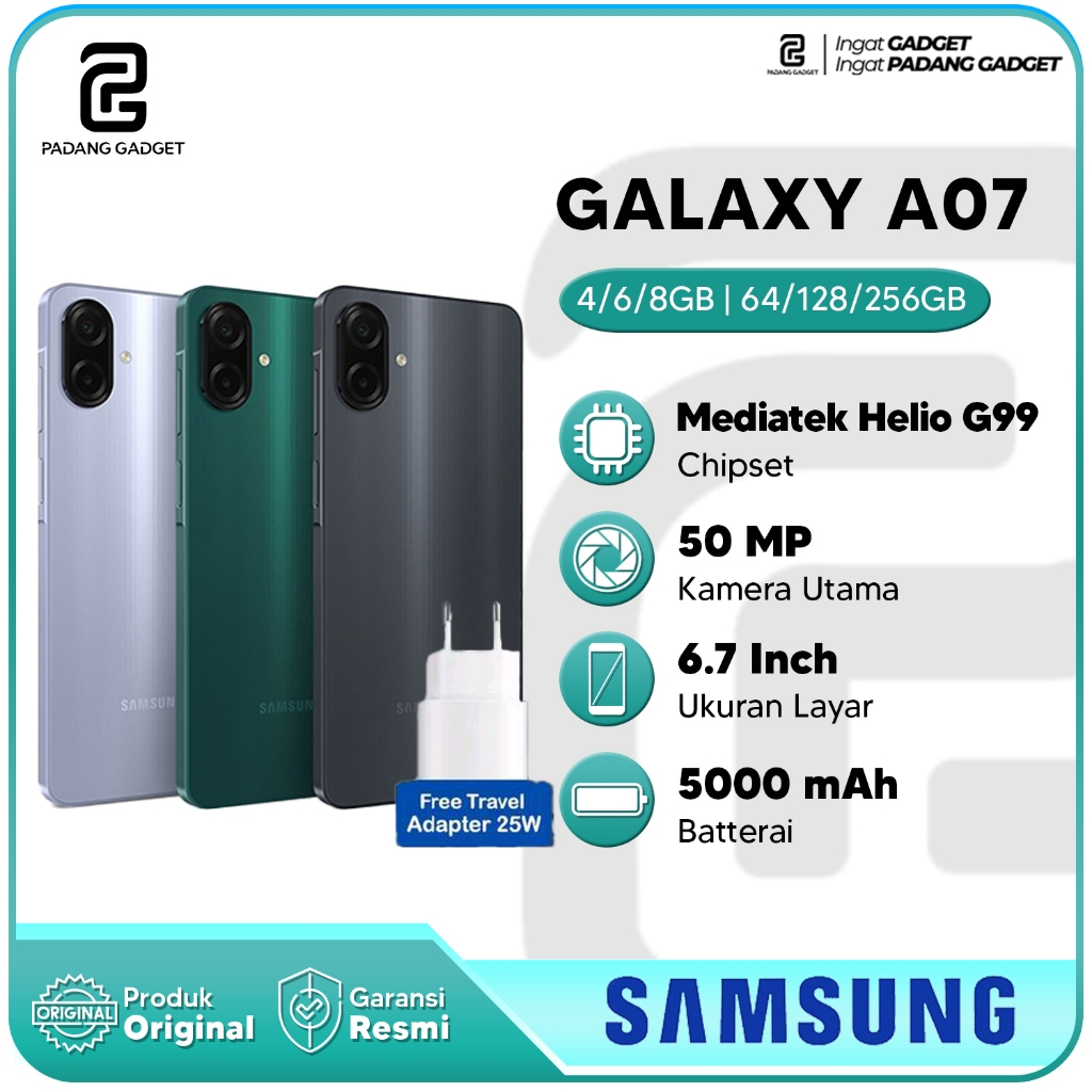 Samsung Galaxy A07 4G 4/64GB 4/128GB 6/128GB Hp Android Smartphone Original Baru Garansi Resmi