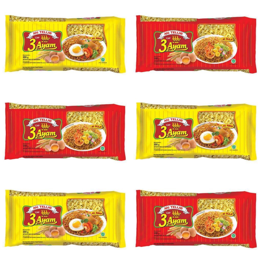 

Mi Telur Cap 3 Ayam Mi Pipih 200 Gr / Mi Telur Cap 3 Ayam Mi Bulat 200 Gr
