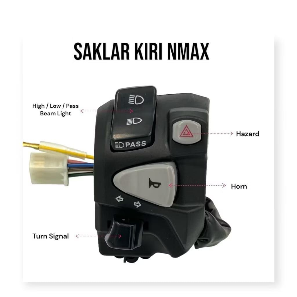 SAKLAR VARIASI KIRI NMAX TOMBOL PASS LAMPU DOMINO PREMIUM/ HAZARD KLAKSON DAN SEIN