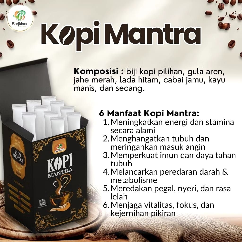 

KOPI MANTRA_BARIKLANA.KOPI REMPAH HERBAL UNTUK PRIA DAN WANITA ISI 10SACHET
