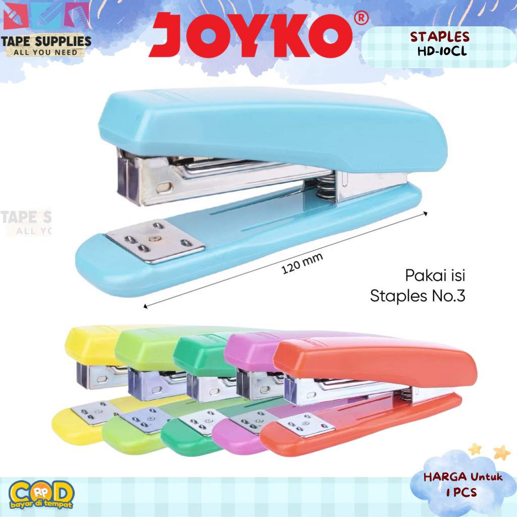 

(Ukuran Besar) Stapler Joyko HD-50CL – Stapler Kantor Besar 120mm, Warna Pastel