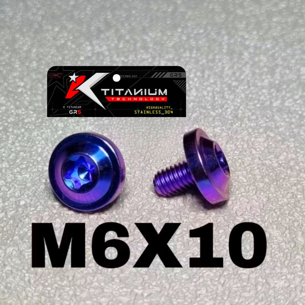 baut probolt titanium 6x10 drat 10 panjang 1 cm payung big head vietnam