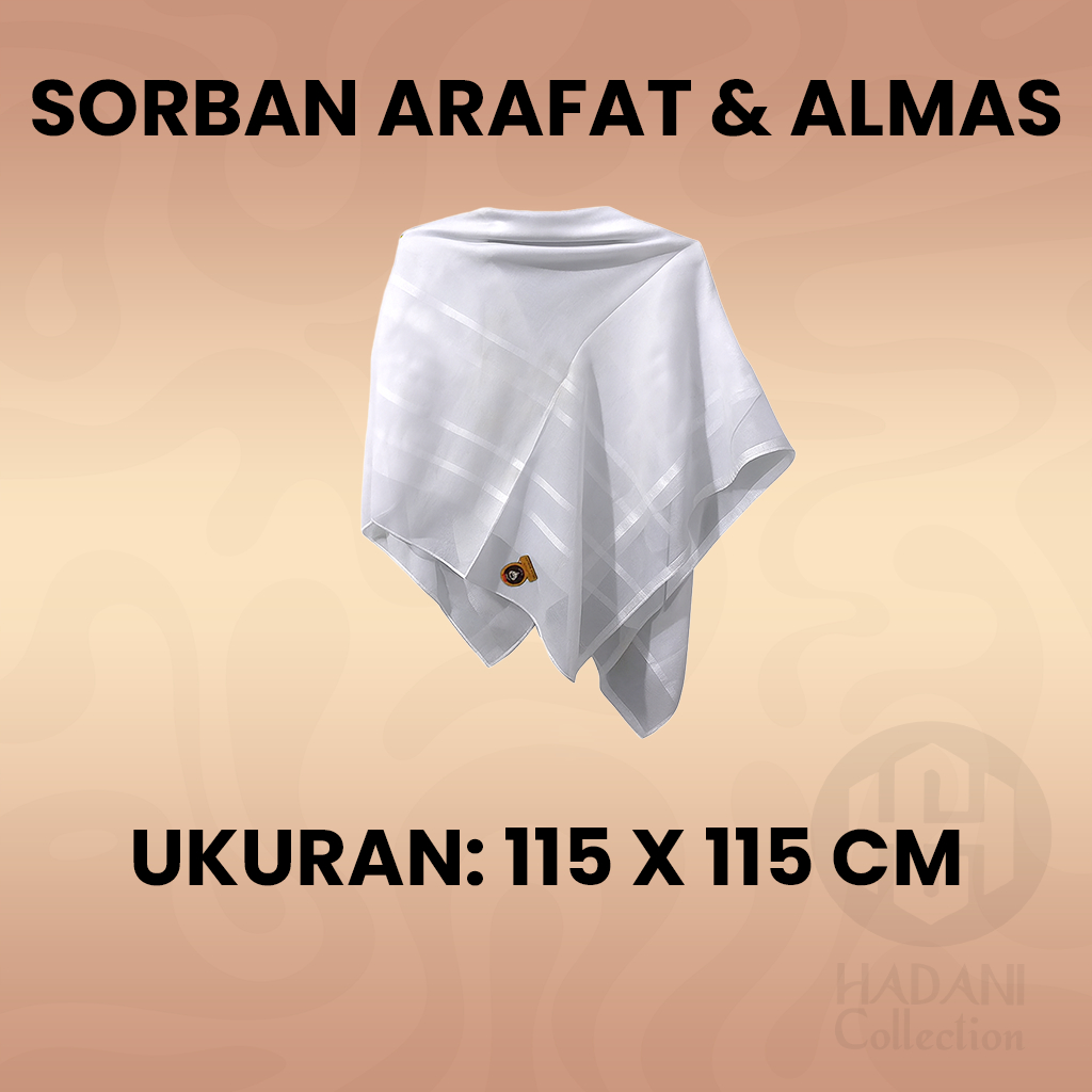 Sorban Arafat & Almas Khusus Hitam dan Putih - Sorban Haji Hitam & Putih - Sorban Solo