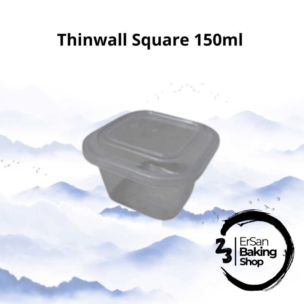 [25 Pcs]Thinwall Square 150ml/Kotak Makan Plastik 150ml/Thinwall Deemak 150ml/Kotak Dessert 150ml
