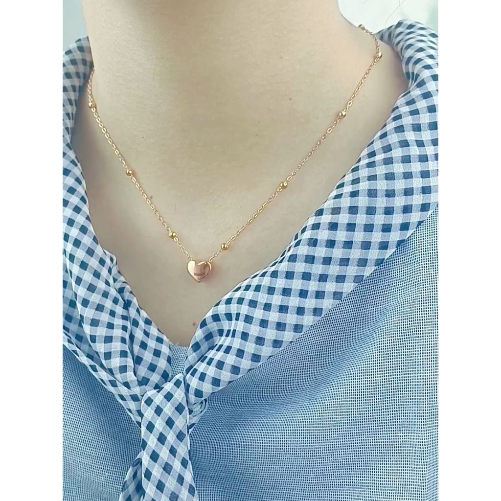Kalung jedar hati Titanium Rosegold