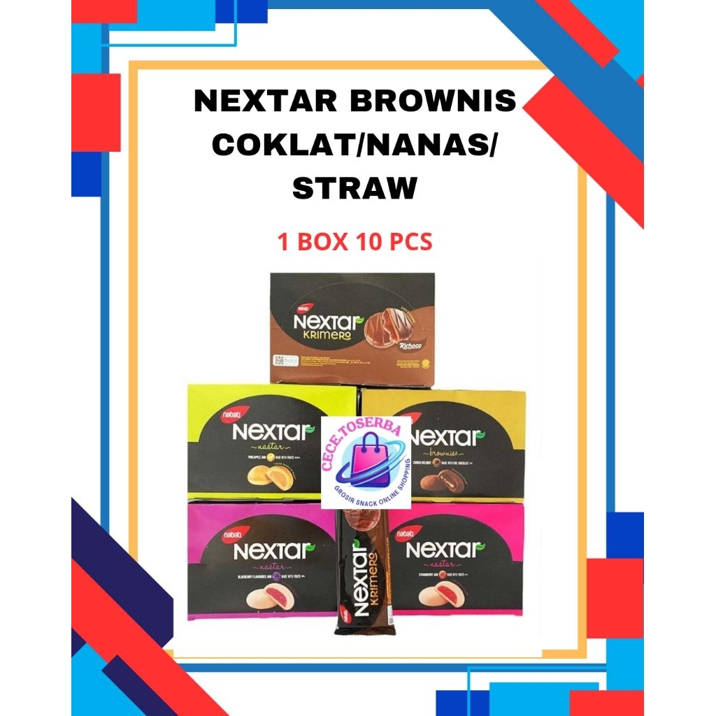

NEXTAR BROWNIS COKLAT /STRAW /NANAS 1 BOX ISI 10 PCS
