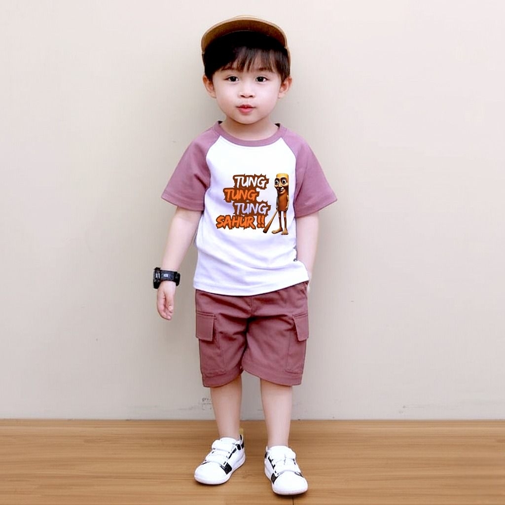 Baju anomali tung tung sahur 1-10th, setelan anak laki laki dan perempuan, kaos harian anak