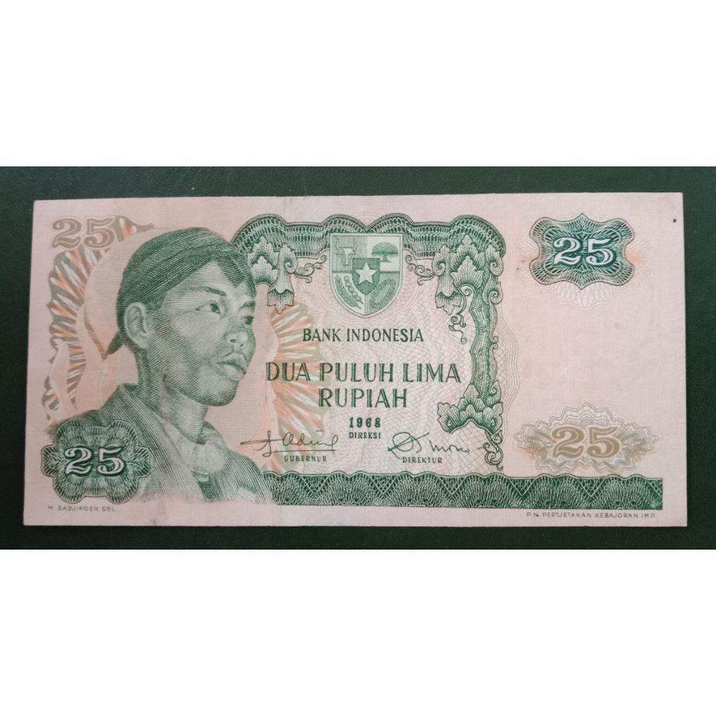 UANGKUNO 25 RUPIAH  SUDIRMAN THN 1968