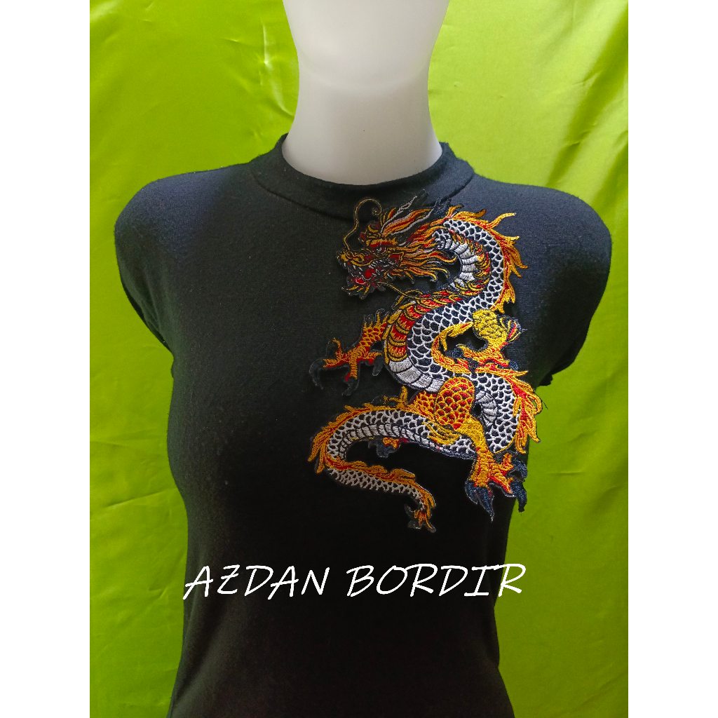 Renda bordir hiasan tempel baju/jaket motip bordir Dragon