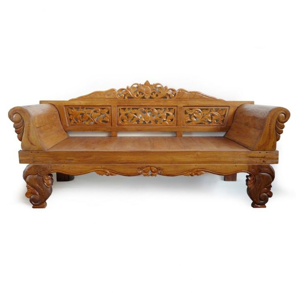 Kursi Bale - Bale Ukir Kayu Jati / Kursi Santai Ukir Kayu Jati | Bale-Bale Jati Jepara Ukir Daun Kla