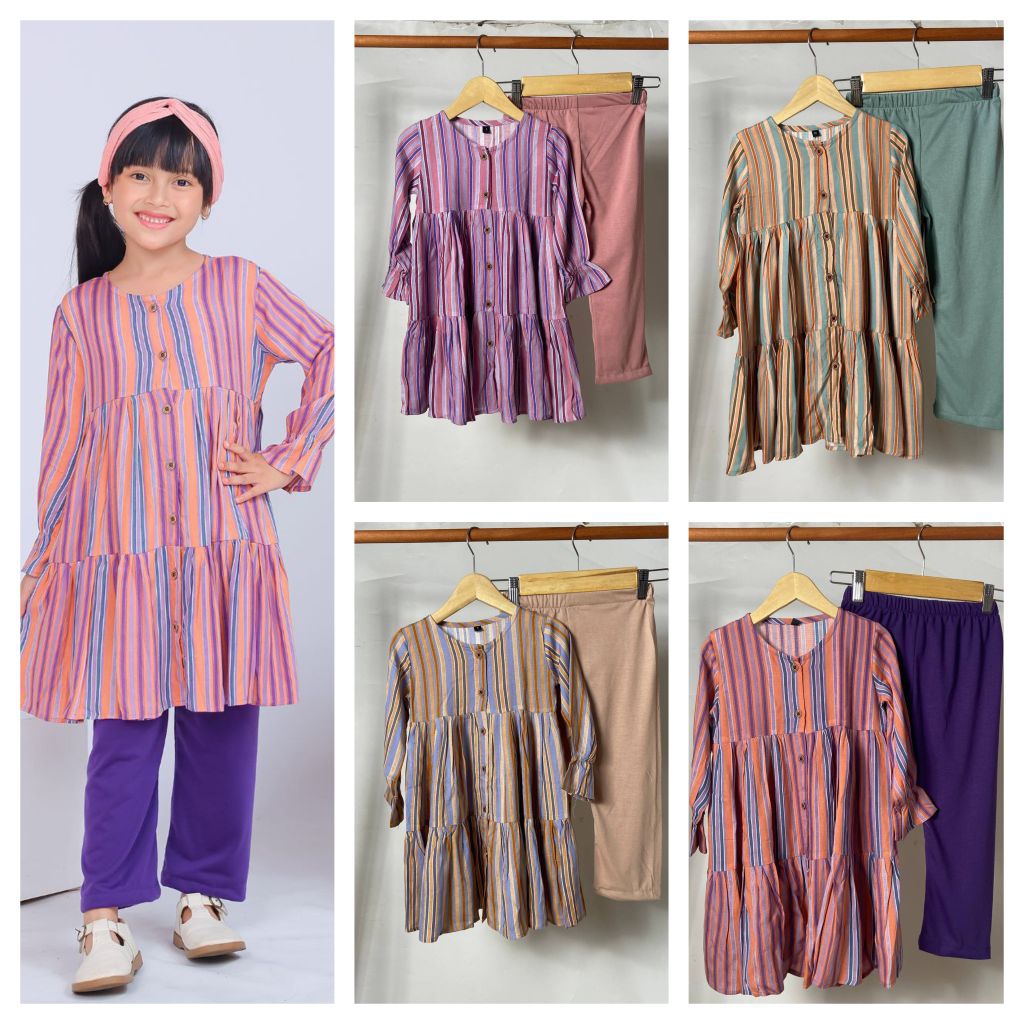 SETELAN ANAK PEREMPUAN SET KIKAN ARUMI USIA 1-8 TAHUN CUTE KIDS BAHAN KATUN RAYON