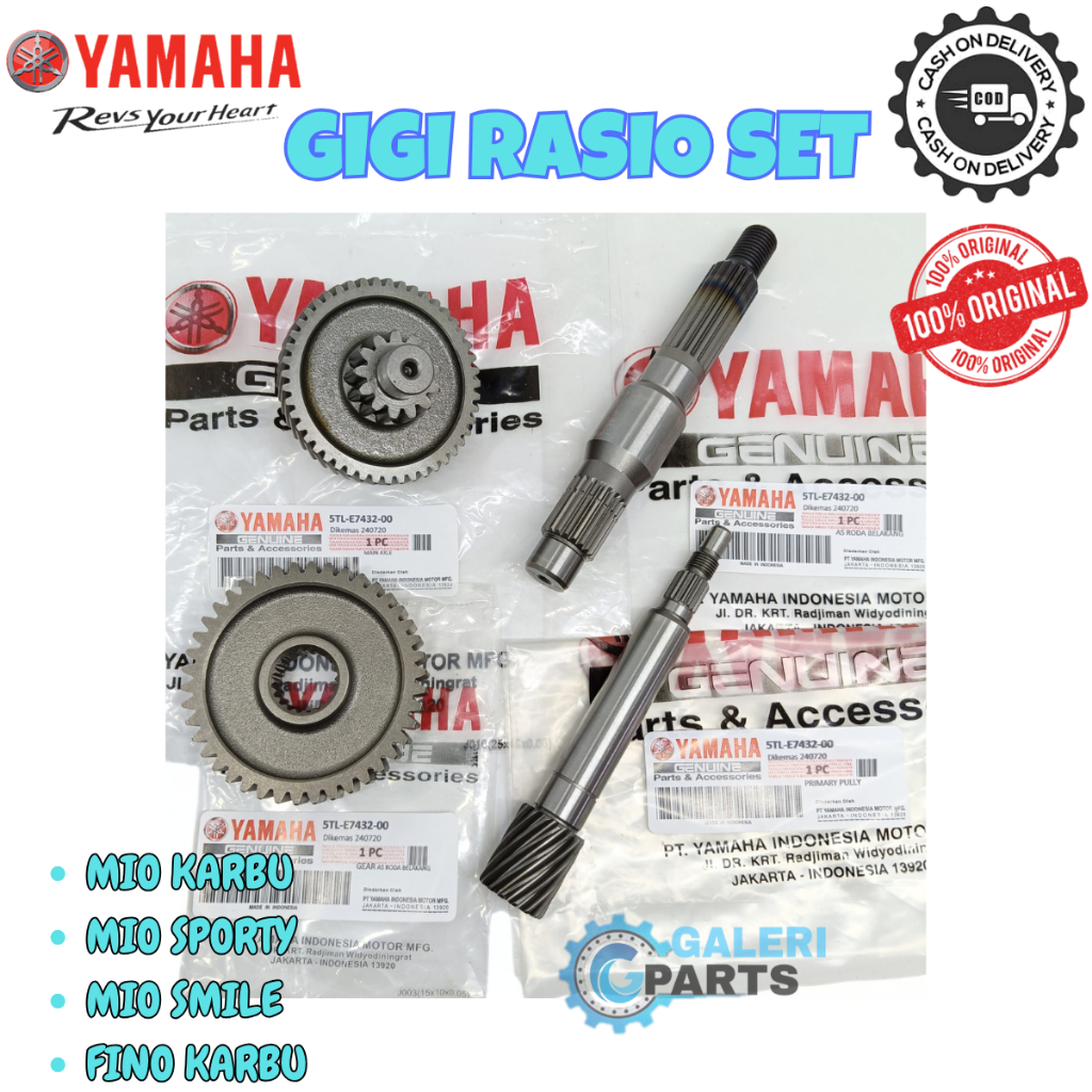 ORIGINAL PAKET GEAR GIGI RASIO GARDAN CVT ASSY SET KOMPLIT GIR AS PULLY RODA YAMAHA 5TL MIO KARBU LA