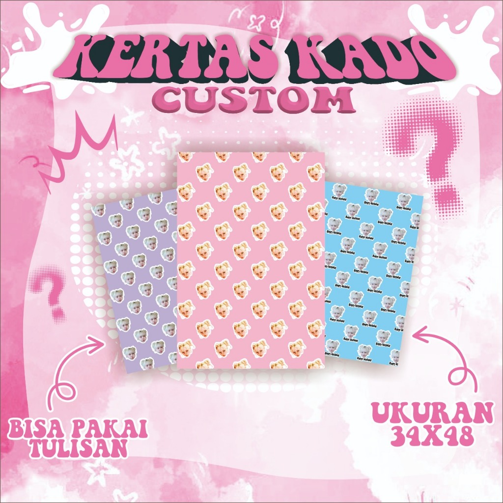KERTAS KADO CUSTOM FOTO WAJAH  / KERTAS KADO CUSTOM termurah kertas kado ukuran A3+