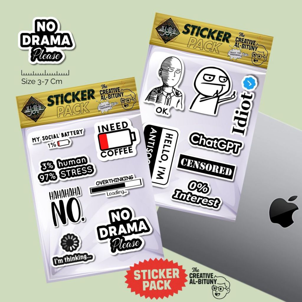 

Sticker Pack Meme & Quotes Lucu | Stiker Laptop Motor Helm Botol Anti Drama Vol 2