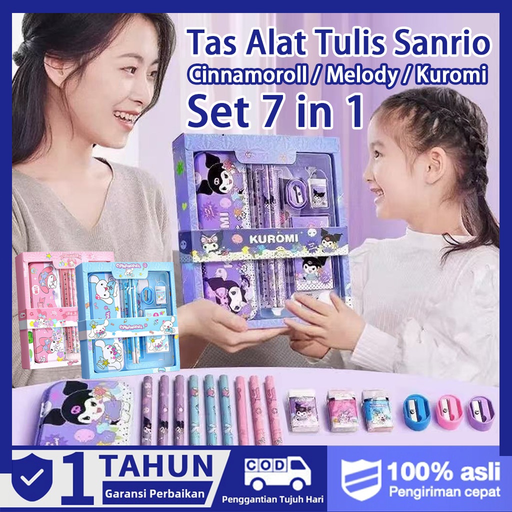 

✨Ship Locally✨ Set Hadiah Stationery Anak 7 in 1 Motif Sanrio Kuromi Cinnamoroll My Melody - Kotak Pensil Karakter Lucu untuk Anak Sekolah / ATK Lengkap dengan Harga Murah