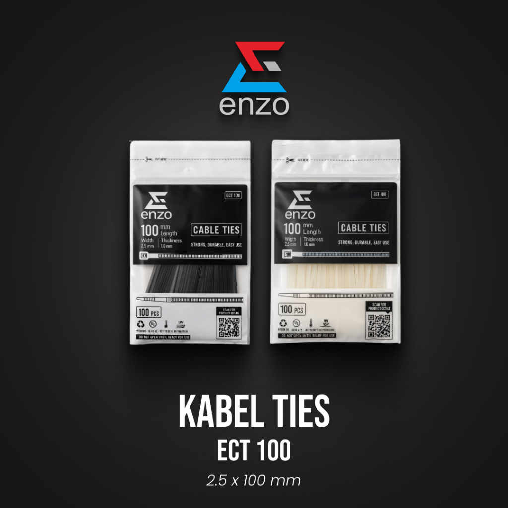 

ENZO CABLE TIES BLACK & NATURAL 2.5 X 100MM