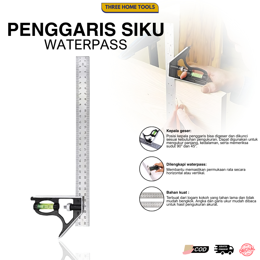 Penggaris Siku L Tukang Waterpass Penggaris Tukang