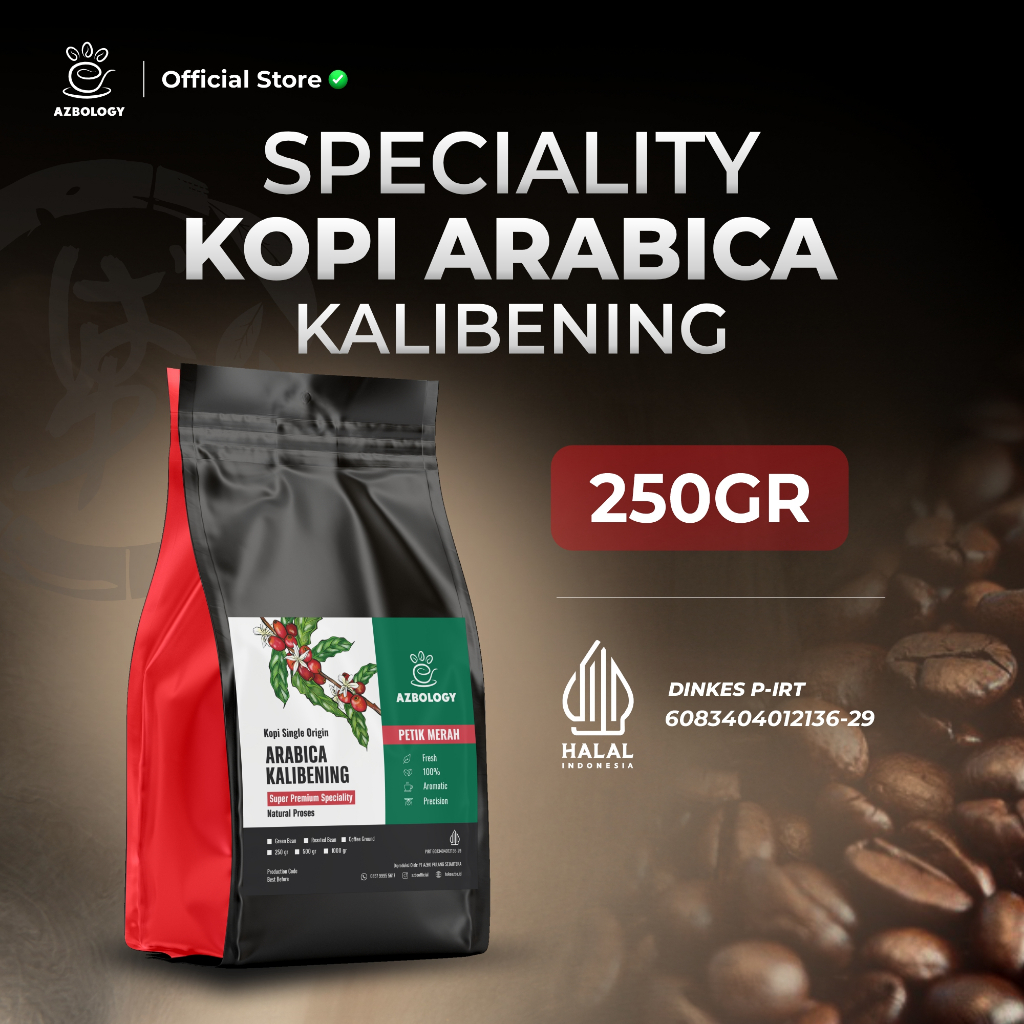 

Kopi Arabica Natural Super Specialty Kalibening AZBOLOGY – [ISI 250 Gram]