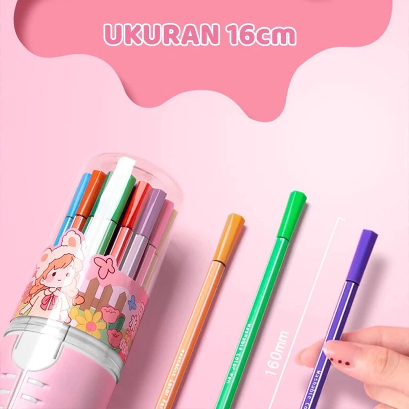 

Estation - (GROSIR) Spidol Warna Warni 1 Set Hexagonal Watercolor Marker Pen 12/24/36 Warna