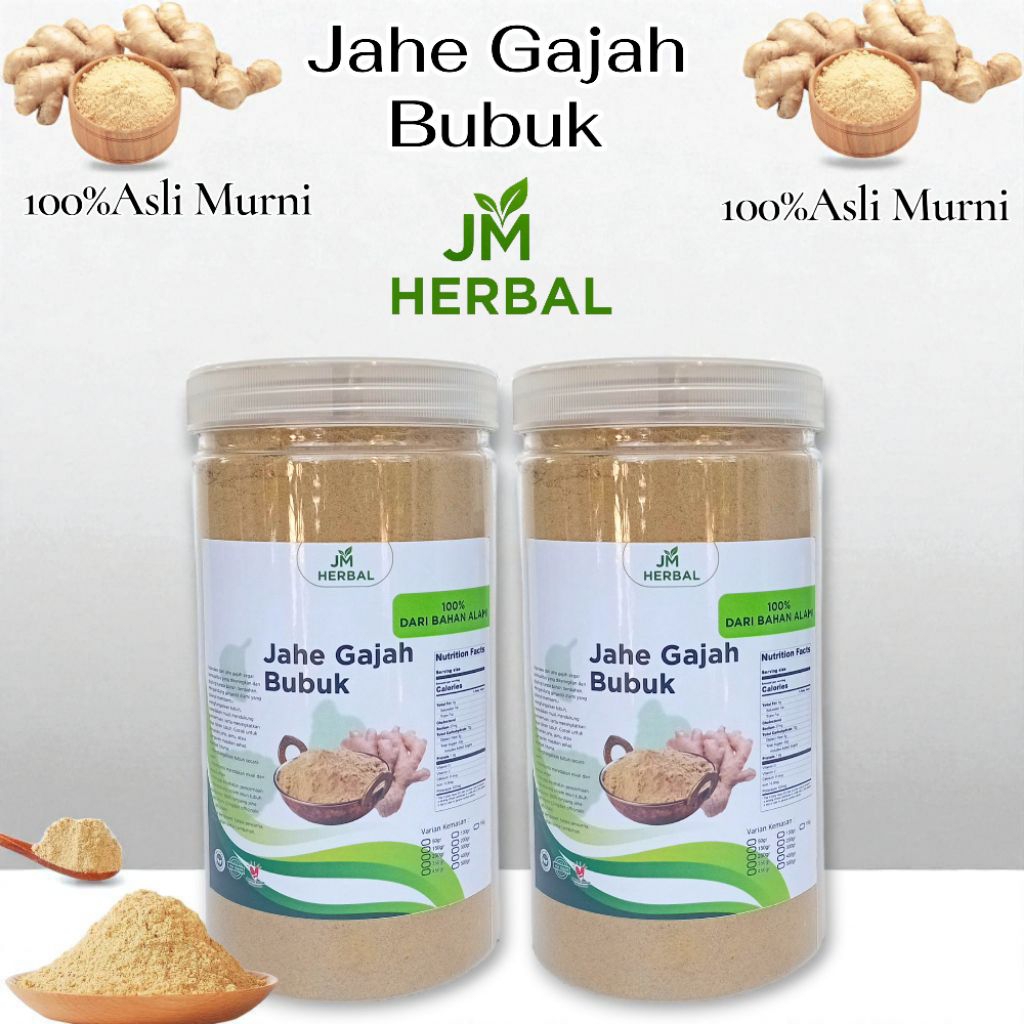 

Jahe Bubuk Murni 450gram Kemasan Toples Jar/Jahe gajah Bubuk Murni 450gram
