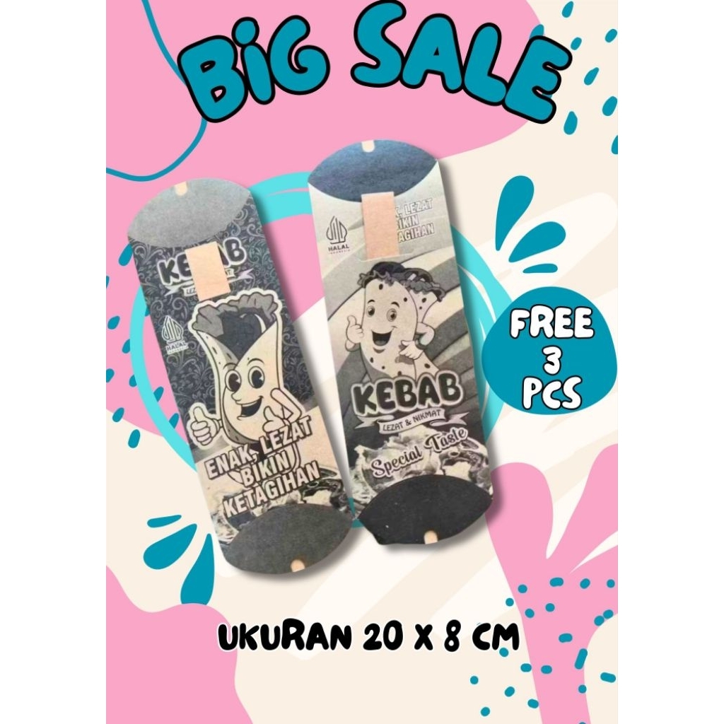 

PROMO Bungkus kebab, Kemasan kebab, Wadah kebab mini tarikan isi 100 pcs Uk 20 x 8 cm [ KRAFT ]