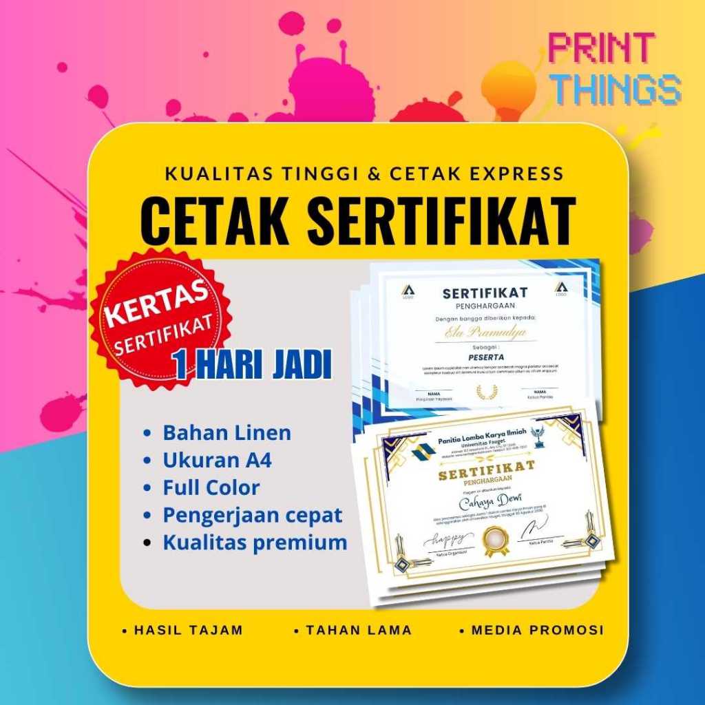 

CETAK SERTIFIKAT LINEN A4 TERMURAH ll FULL COLOR ll CUSTOM SERTIFIKAT