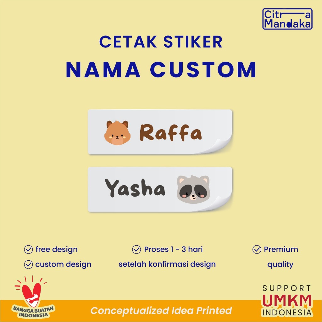 

Stiker Nama Anak Custom Waterproof Untuk Botol Minum | Alat Tulis | Seragam | Buku Free Design