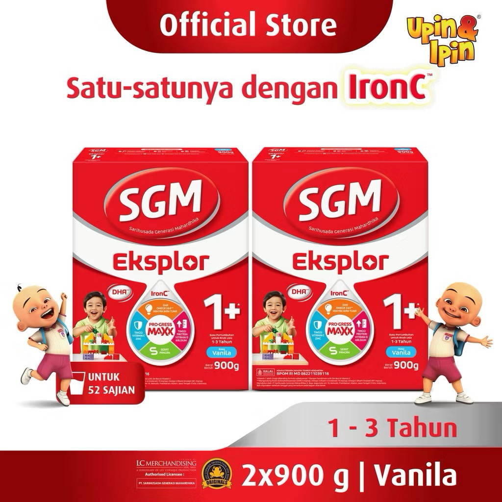 

SGM Eksplor 1+ dengan IronC Susu Pertumbuhan Rasa Madu Rasa Vanila 900GR