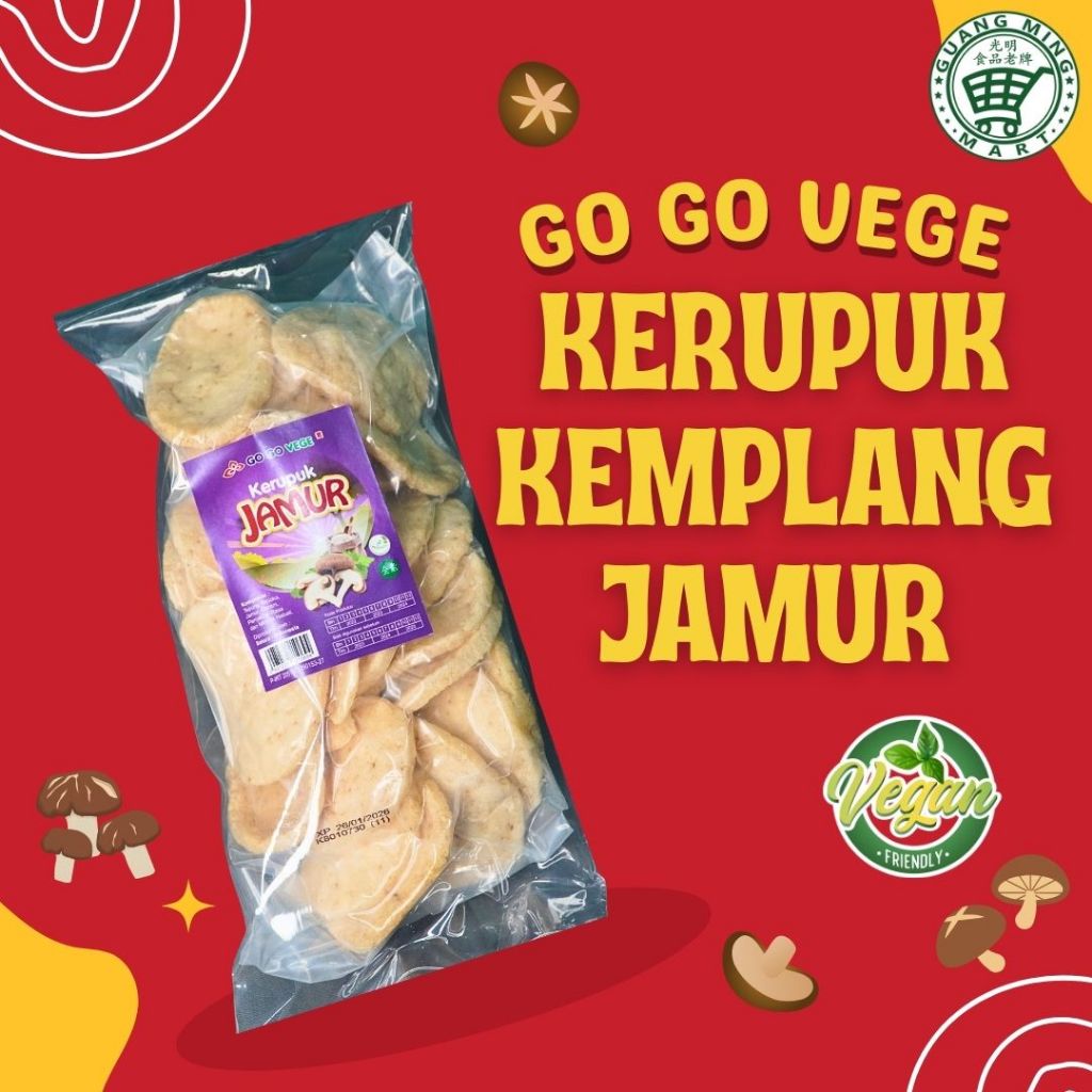 

KERUPUK JAMUR KEMPLANG GO GO VEGE / KERUPUK JAMUR VEGAN & VEGETARIAN FRIENDLY