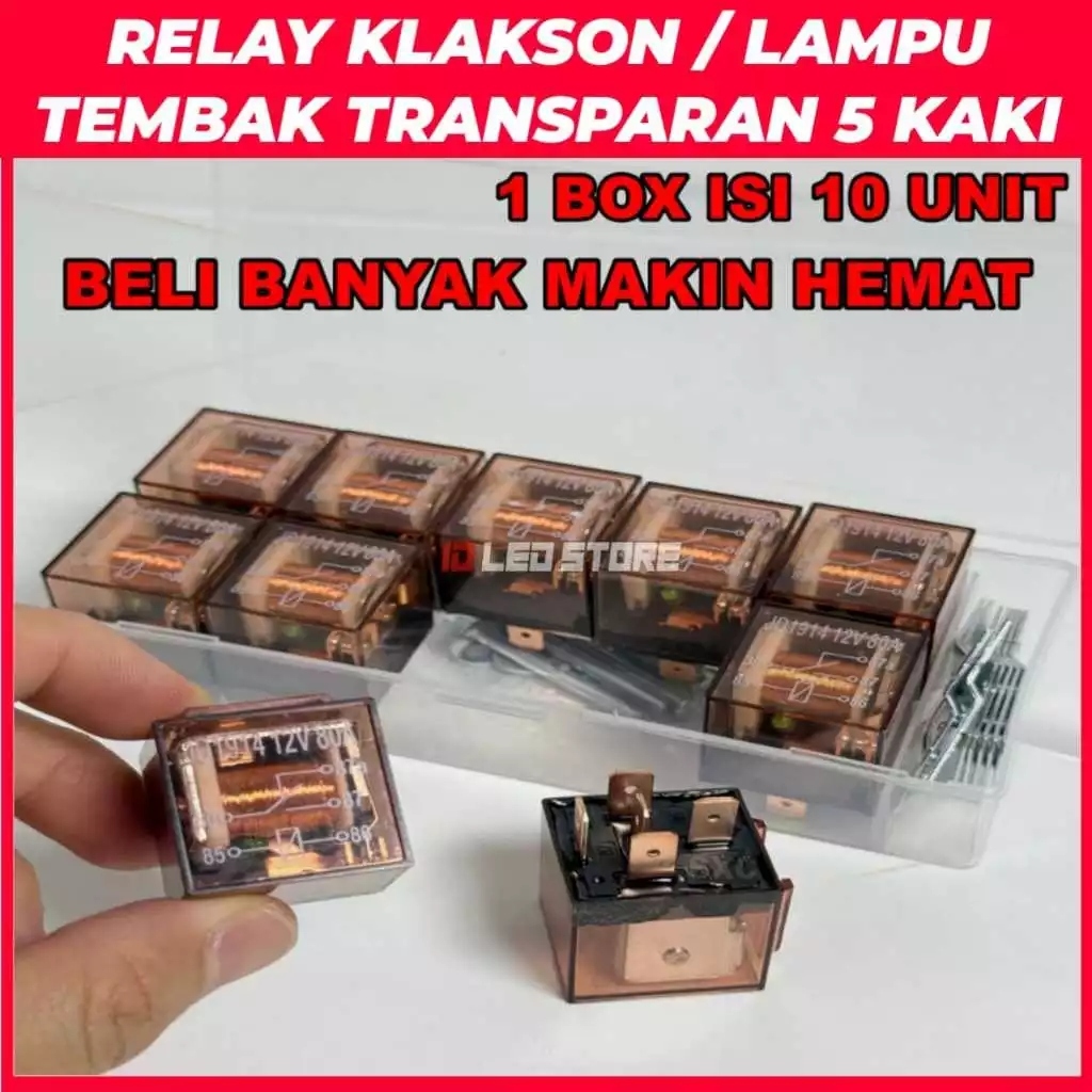 Relay Transparan 5 Kaki 80a 12 Volt dan 24 Volt Original Relay Klakson Relay Lampu Tembak