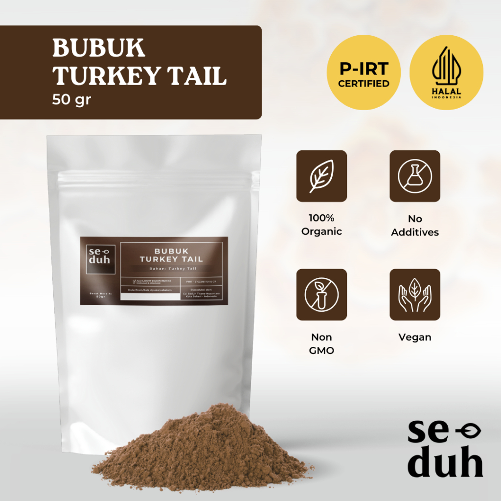 

SEDUH TEA & TISANE | Bubuk Ekstrak Jamur Ekor Kalkun / Turkey Tail Extract Powder / Herbal Powder 50 gram