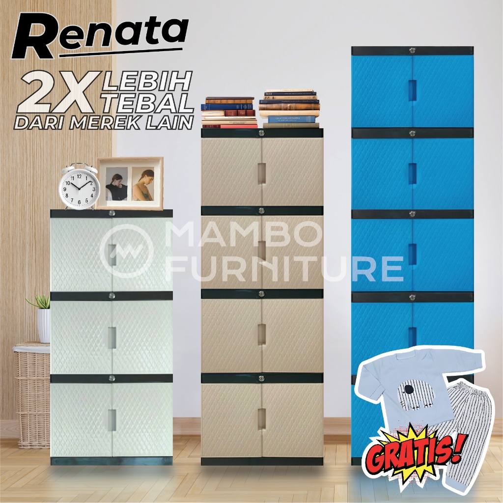 RENATA MINI - Lemari Pakaian Plastik 3 4 5 Susun Murah Bahan 2X Lebih Tebal Premium Termurah