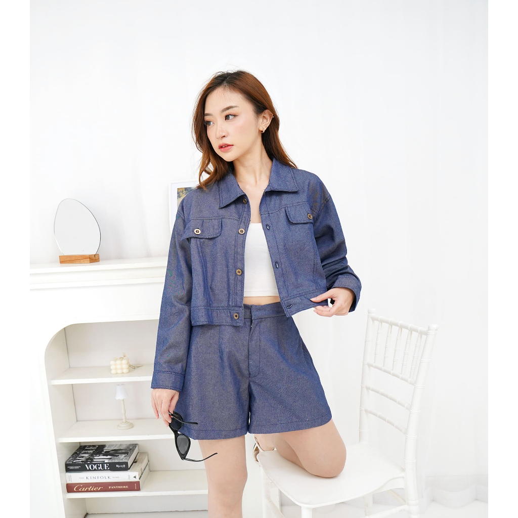 Vezel – Lean Denim Set / Jaket Denim / Setelan Denim / Set Wanita Korea