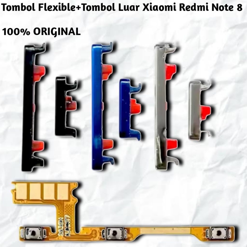 Flexible Tombol Power Volume Xiaomi Redmi Note 8 Original + Tombol Luar