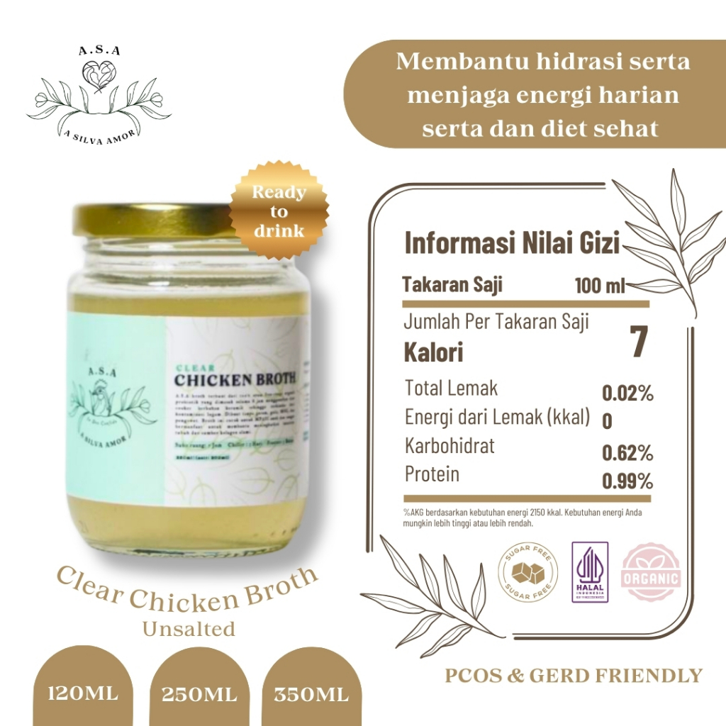 

A SILVA AMOR Clear Chicken Broth (Kaldu Ayam Bening Organik HALAL)(DIET,PCOS,GERD,MPASI FRIENDLY)