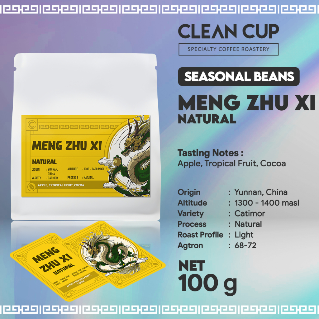 

Kopi Clean Cup Roastery Chinna Yunnan Meng Zhu Xi Arabica Natural Whole Bean