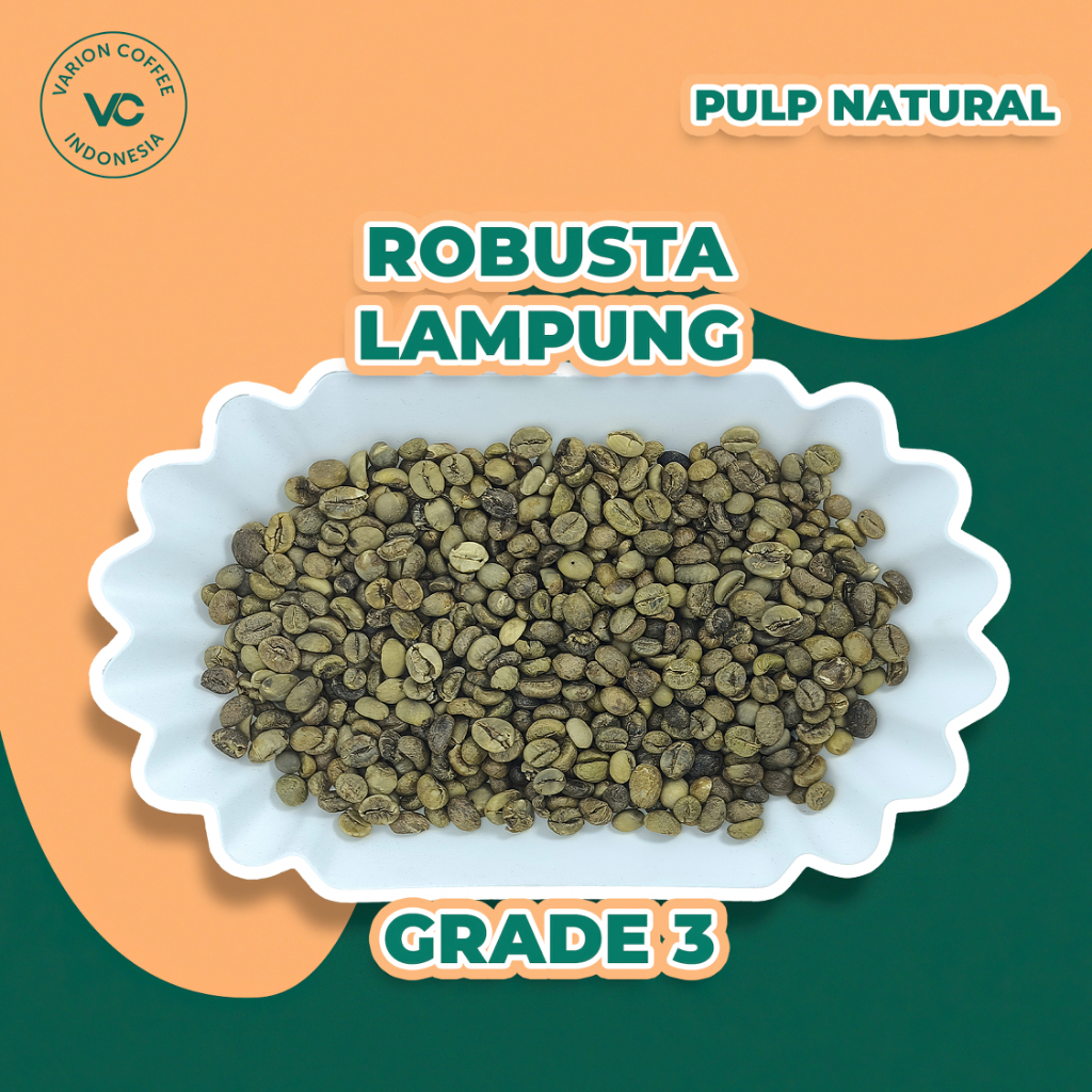 

Green Bean Robusta Lampung Pulp Natural Varion Coffee - Biji Kopi Mentah 1Kg - Grade 3