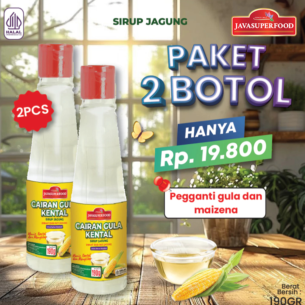 

(PAKET 2 BOTOL) HALAL CORN SYRUP JAVA SUPER FOOD 190GR / GULA KENTAL / SIRUP JAGUNG / PEMANIS JAGUNG / MULYEOT