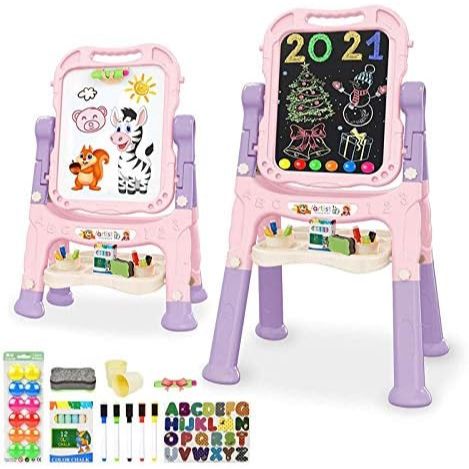 

Art Easel for Kids, Adjustable Standing Rotatable Double Sided Easel with Painting Accessories