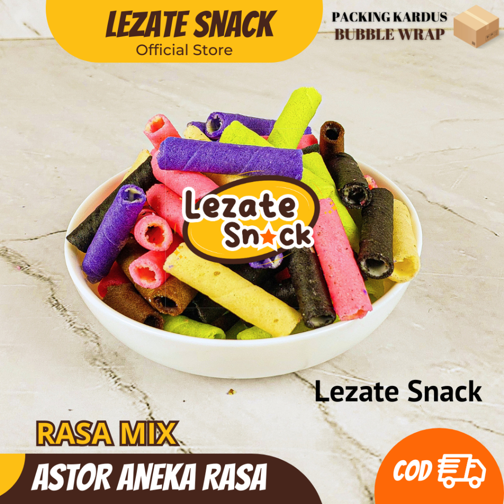 

Astor Mini Campur 100gr Kiloan Murah Rasa Mix Coklat Strawberry Blueberry Pandan Vanila Blackforest Enak Manis Renyah / Wafer Roll Coklat Kacang Kiloan Greentea Astor Kiloan Barcelona / Wafer Rolls Coklat Vanila Lezate Snack WAP SHOP
