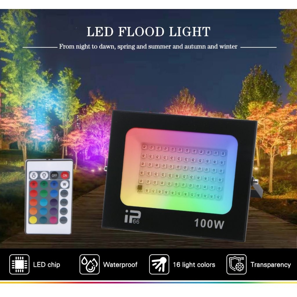 Lampu Sorot / Kap Sorot Tembak RGB Warna Warni Remote Kap Sorot Led RGB Lampu Taman Outdoor Warna