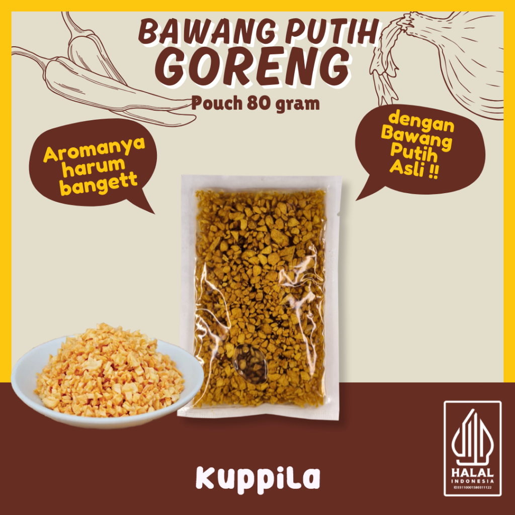 

Kuppila - Bawang Putih Goreng dalam Minyak (pouch 80g) - dengan bawang putih Asli