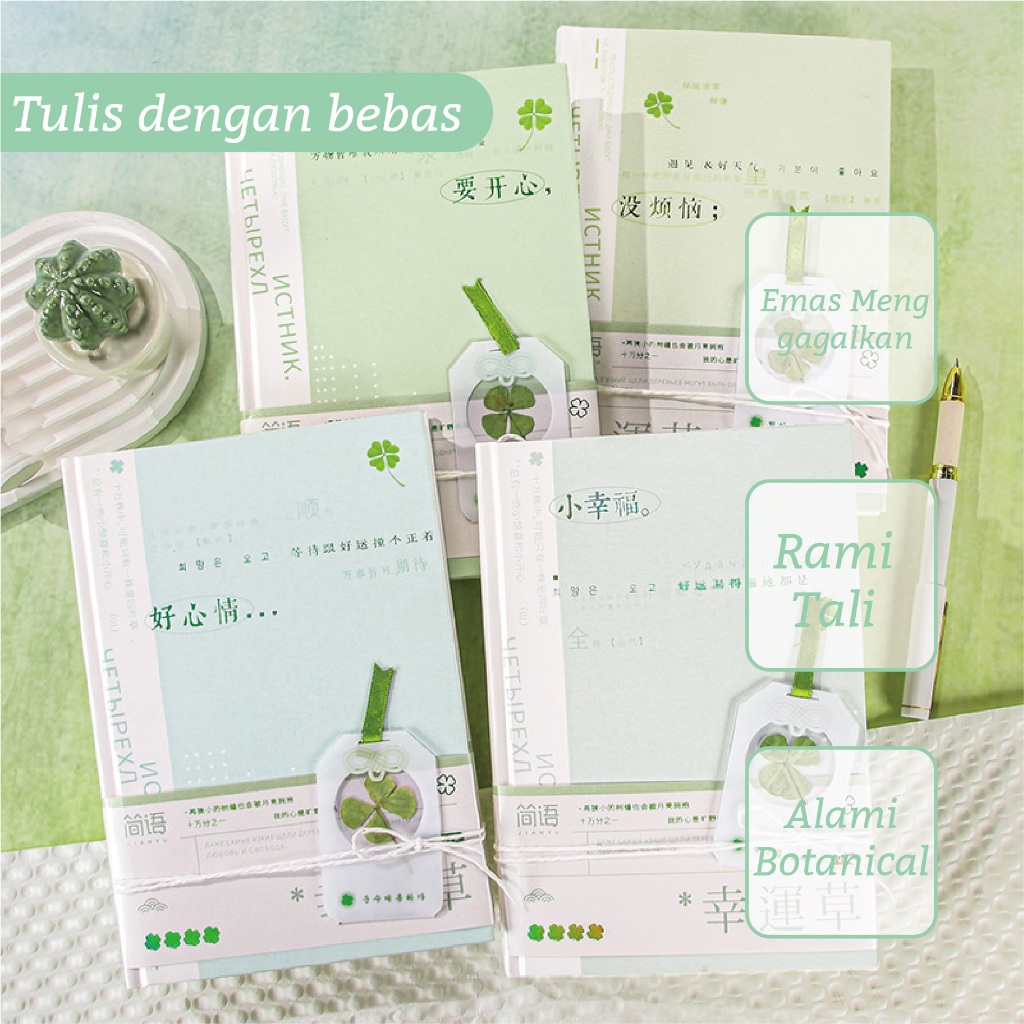 

Lucky Four-Leaf Crocodile Bookmark Notebook A5 Hardcover 112 Kertas Berkentut Gold Stamping 4 Styles Random One Student Notebook Dengan Buku Harian Anda Sendiri