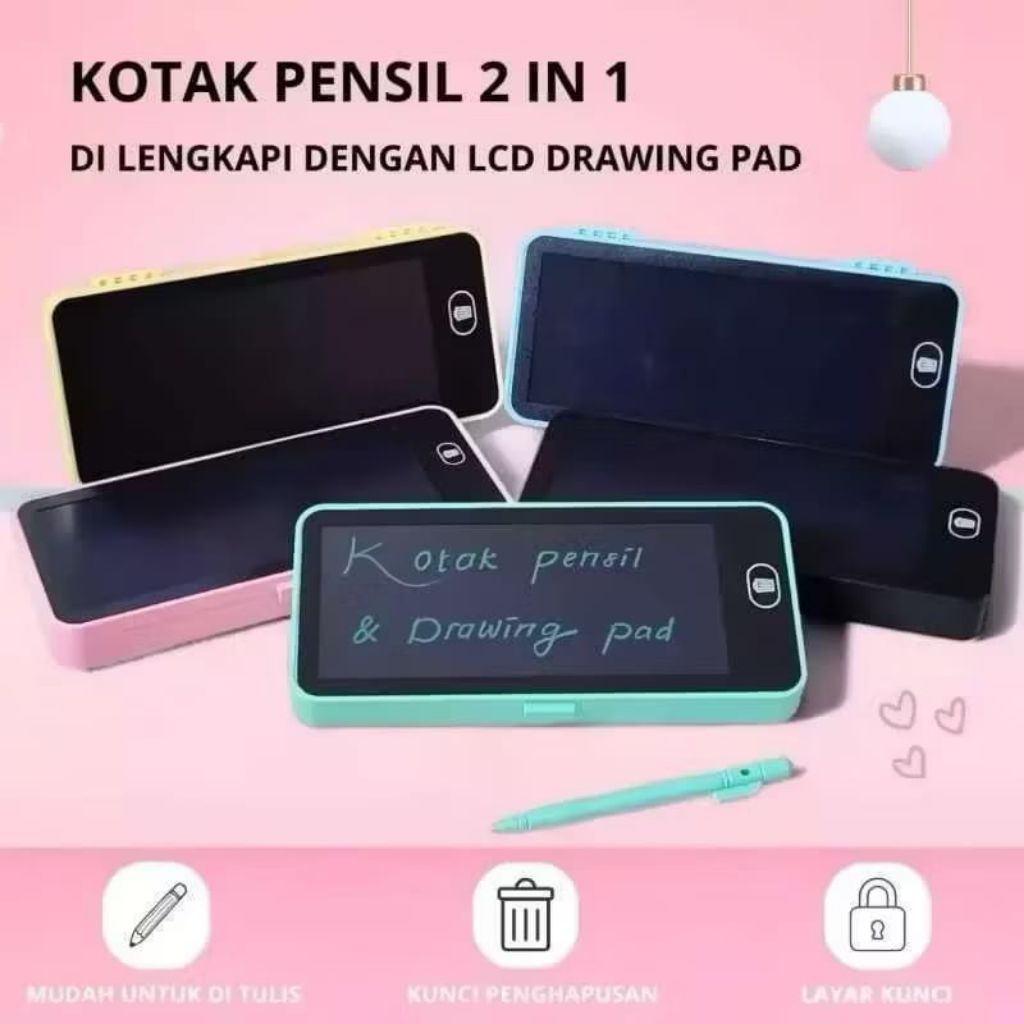 

(1 PCS) Kotak Pensil Case Besar LCD Writing Drawing Box Case Ukuran Besar Pencil Drawing Pad Edukasi