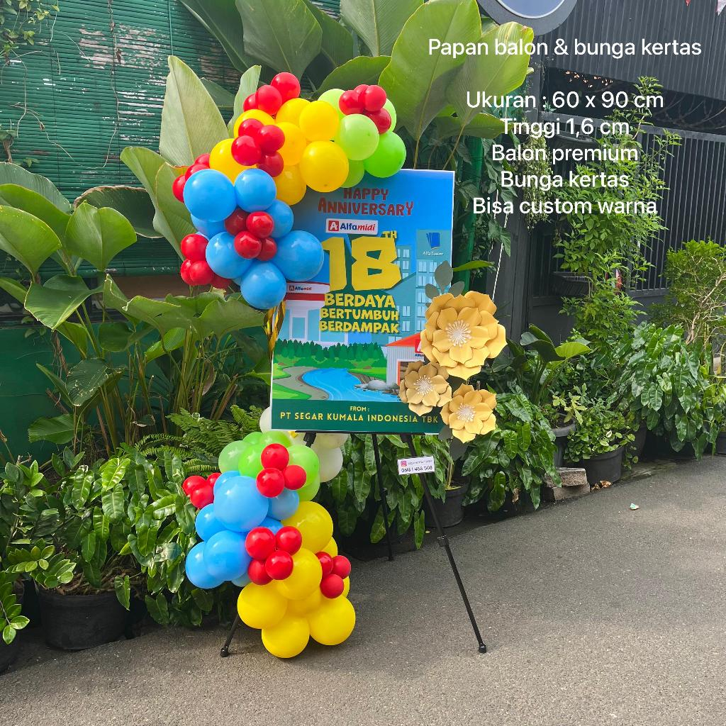 Dqueen Florist - Papan Balon Bunga Kertas - Custom Dekorasi Grand Opening -  Ulang Tahun -  Event Sp